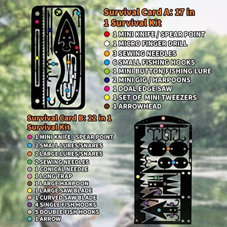WLIKKS 12 Pcs Survival Multitool Card Emergency Camping Tool EDC Kit in Your Wallet Outdoor Hunting Fishing Hiking Gear