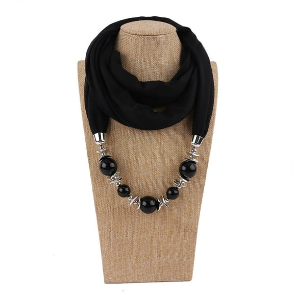 Duoif Women Scarf, Women Pendant Scarf with Tassel Jewelry Scarves Scarf Shawl Black