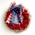 thumbnail image 2 of BNNG 14.96inch 2024 New Patriotic Day And National Day Festival Bow Garland Door Hanging Fabric Garland Home Decoration 4th of July Independence Day Red White Blue Ring Wreath With Bow, 2 of 9