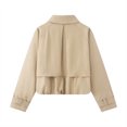 thumbnail image 7 of Vynhevius Women Jacket Solid Lapel Button Cropped Long Sleeve Casual Outerwear Top, 7 of 7