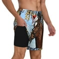 thumbnail image 3 of Haiem Christmas Horse Mens Swim Trunks with Compression Liner 2 in 1 Swimming Shorts Stretch Swimwear Quick Dry,Board Shorts-Medium, 3 of 9