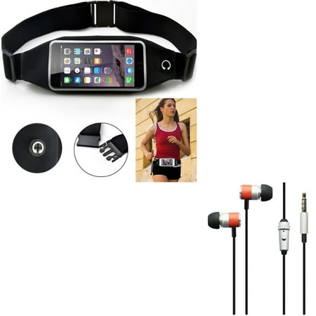 Hi-Fi Sound Wired Earphones w Belt Band Running Waist Bag Q7Y for Alcatel Dawn - iPhone 6S 6 - LG Tribute 2 - Samsung Galaxy Avant Amp 2 (Best Chess App For Iphone 6)