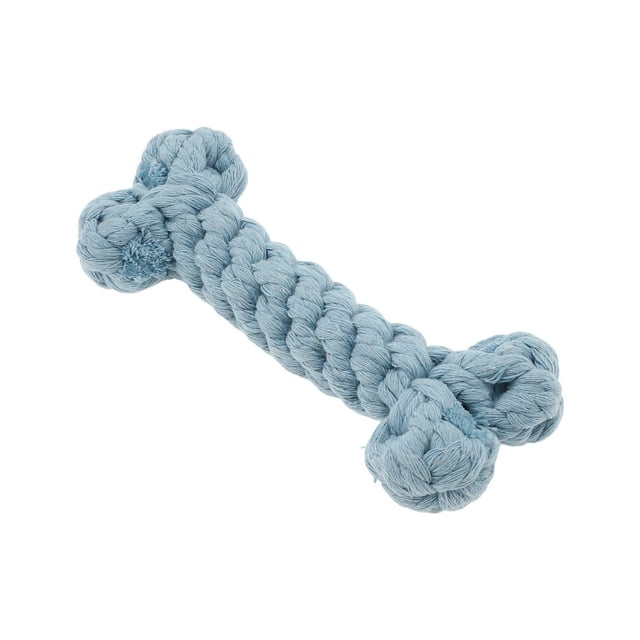 Huesos de masticación para cachorros de Bargains Únicos, forma de hueso, cuerda de masticación para perros, cuerda de limpieza de dientes de algodón trenzado duradera, azul claro