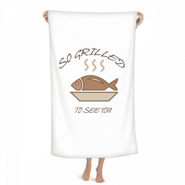 Barbecue Alimentaire Poisson Parfum Heureux Serviette de Bain Chiffon de Coton Doux