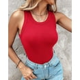 thumbnail image 6 of Women Built-in Bra Tank Tops Sleeveless Casual Shirts Racerback Ribbed Fitted Tank Tops, 6 of 6