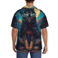 thumbnail image 3 of Yiaed Starry Sky Moon Wolf Leader Print Mens Casual Wrinkle Free Shirts Short Sleeve Button Down Summer Stretch Dress Shirt-3X-Large, 3 of 5