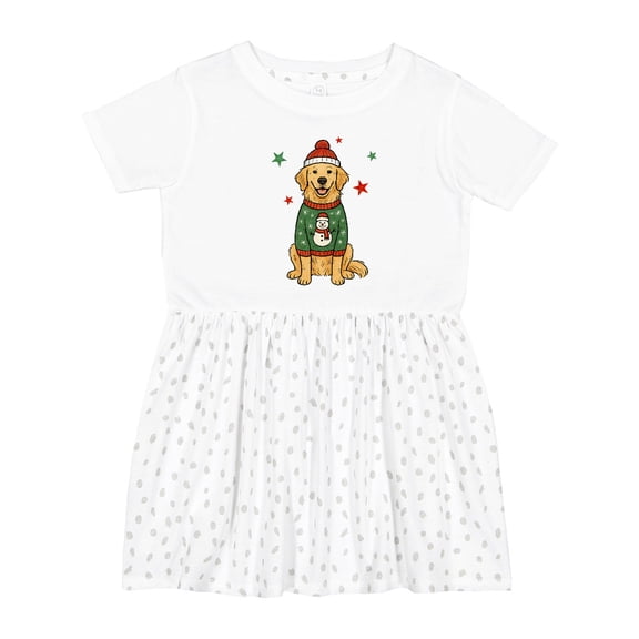 Inktastic Golden Retriever Christmas Girls Toddler Dress
