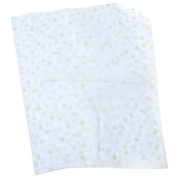 WASHWEPE Tissue Paper for Flowers White with Gold Heart Pattern 28 Sheets 27.5x19.7in