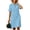 Blue, variant on Guieoi Summer Dresses for Women V-Neck Short-Sleeve Cotton-Linen Casual Straight-Cut Solid-Color Dress with Pockets White S