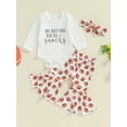 thumbnail image 2 of FEORJGP Toddler Baby Girls 3Pcs Spring Fall Outfits 0 3M 6M 12M 18M Infant Long Sleeve Rompers Crew Neck Jumpsuits Letter Print Bodysuits + Football Phion Casual Cute Comfy Clothes for Daily, 2 of 9
