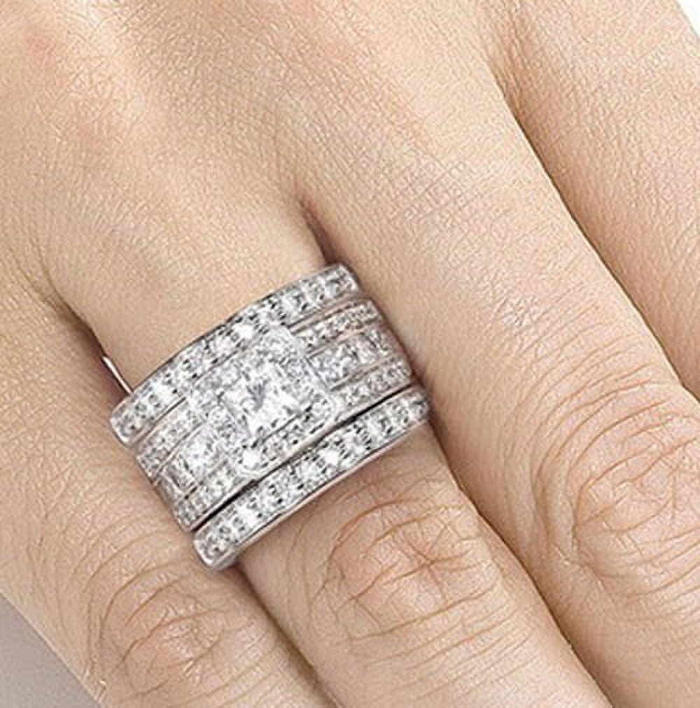 Taylor Wedding Ring Set for Women 3pc Halo Engagement Bridal Bands Cz Ginger Lyne Collection