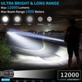 thumbnail image 2 of IBAOIBAOLEA A 12000 High Lumens XHP90 Flashlight Super Bright Rechargeable Flash Light with Zoomable Waterproof 5 Modes Power Bank Function Hiking Camping Fishing Night Activities(Battery Include), 2 of 9