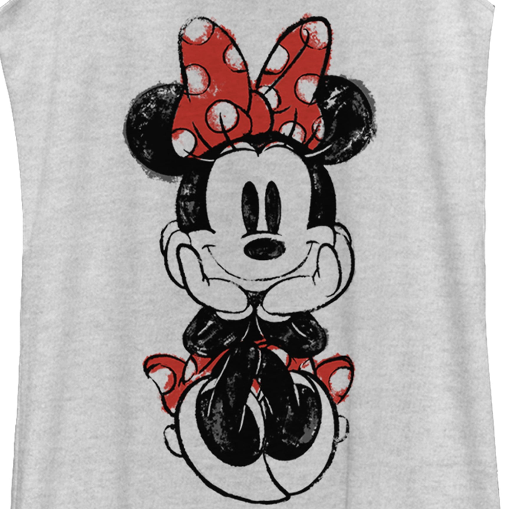 Women's Mickey & Friends Sitting Minnie Sketch Racerback Tank Top White  Heather Small