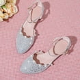 thumbnail image 2 of Cathalem Toddler Girls Sandals Open Toes with Ankle Strap Rhinestone Dress Shoes,Silver 28, 2 of 4