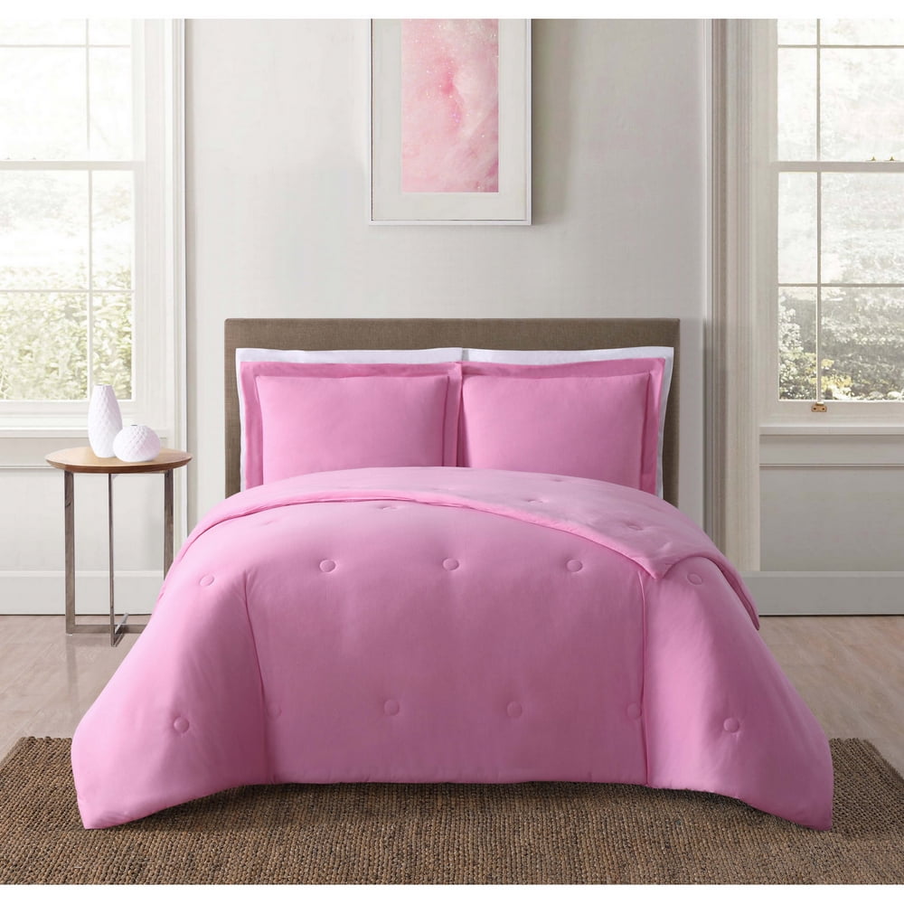 Truly Soft Everyday Solid Jersey Pink Full / Queen Comforter Set