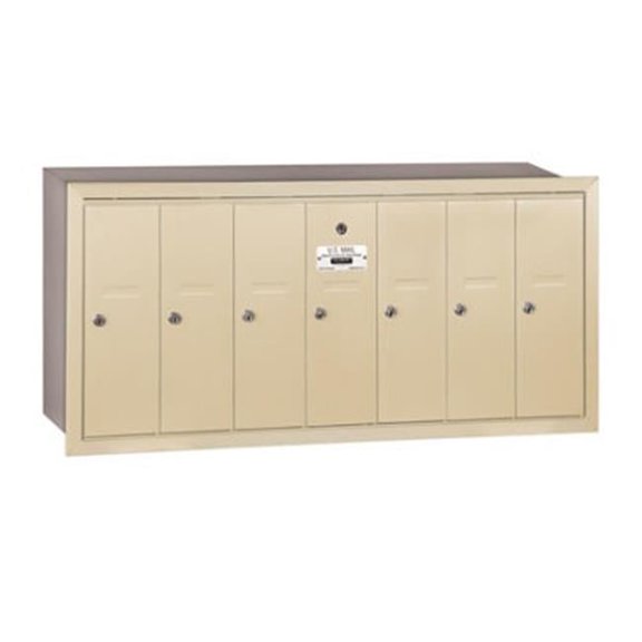 Vertical Mailbox (Includes Master Commercial Lock) - 7 Doors - Sandstone - Recessed Mounted - Private Access