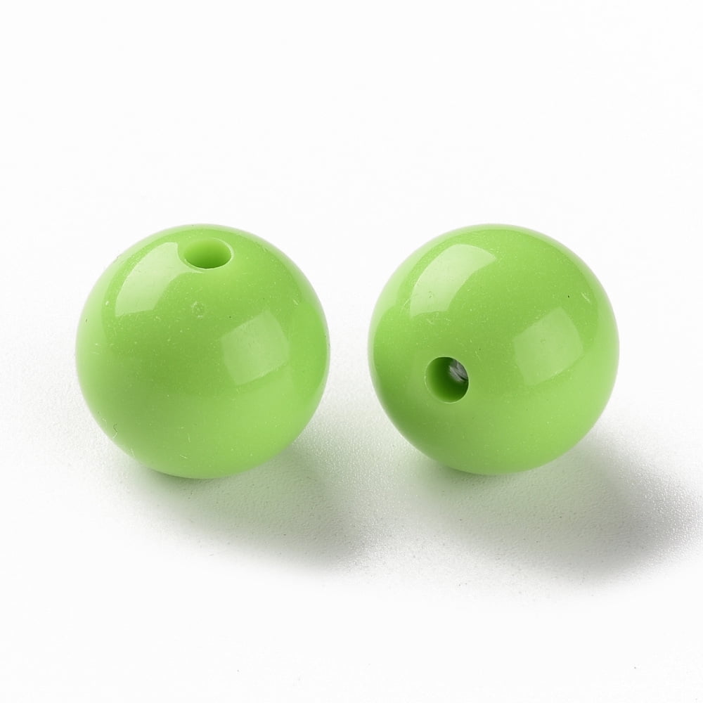 Opaque Acrylic Beads Round Lawn Green 16x15mm Hole: 2.8mm 220pcs/500g diy