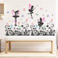 thumbnail image 4 of Pegatinas de pared de hadas de las flores, 2 hojas, pegatinas de pared autoadhesivas para niñas con flores y mariposas, pegatinas de pared para niñas y niños, dormitorio Lian, 4 of 5