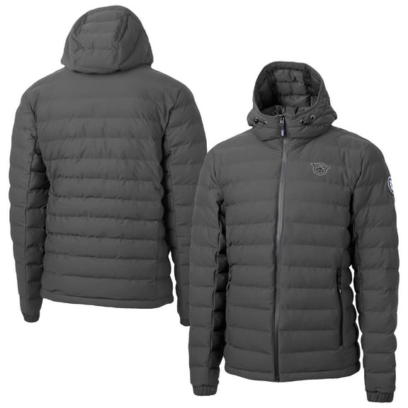Men's-Cutter & Buck Gray Cincinnati Bearcats Mission Ridge Eco Insulated Repreve Hooded Full-Zip Puffer Jacket