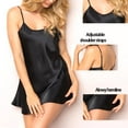 thumbnail image 2 of Women's Sexy Satin Lingerie V Neck Spaghetti Strap Nightgown Sleepwear Silk Slip Cami Dress Nightwear, 2 of 5