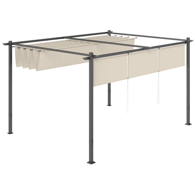 CoSoTower Auvent de Pergola Rétractable 10 Pieds x 12 Pieds avec Pare-Soleil à Rouleau, Pavillon de Terrasse Autoportant, UPF30+