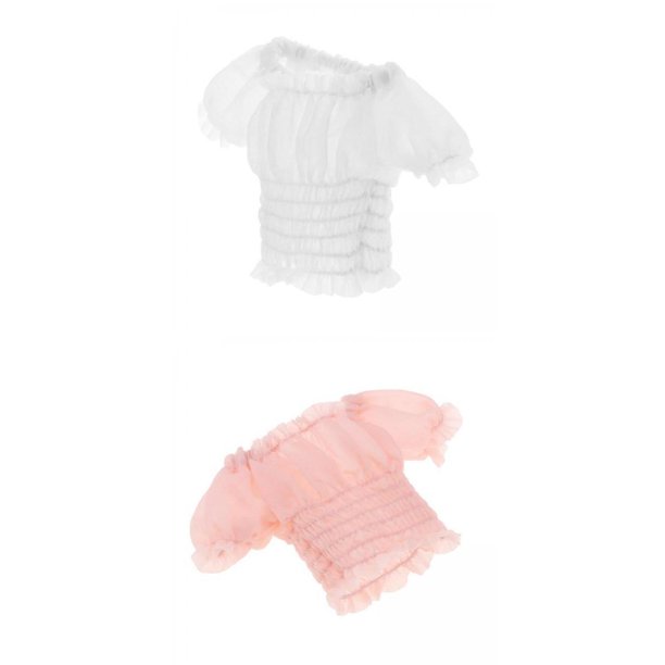 2 uds 1:6 mujer Puff manga superior ''figuras niña muñeca accesorios blanco rosa perfke miniatura de manga corta