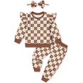 thumbnail image 2 of WESIDOM Toddler Girl Clothes 3Pcs Little Girls Outfits Ruffle Long Sleeve Top+Pants Set+Handband 12M-5T Clothing, 2 of 12