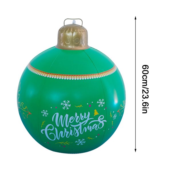 Pompotops PVC Inflatable Christmas Ball With Large Weight Stand Firmly On The Yard, 24 Inch Large Outdoor Decorated Ball With Light, Remote For Yard & Pool Decorations Clearance
