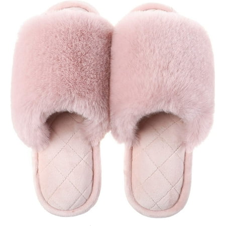 

PIKADINGNIS Women s slippers Furry slippers Open-toe slippers One-word plush slippers Fashion slippers Breathable slippers Home slippers Cute slippers