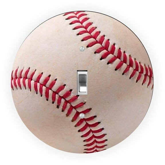 Baseball Design - Round Light Switch Plate Cover - Single Toggle
