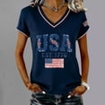 thumbnail image 2 of MEICHEN Patriotic Grphic Tee Top for Women 250th Anniversary America Flag Print V Neck T Shirt 1776-2026 Summer Short Sleeved Blouse, 2 of 4