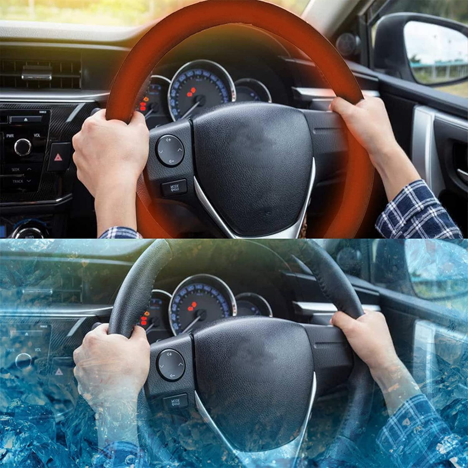 Steering Wheel Cover Heated 12v Gray Soft Plush Warmer Car Steering