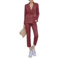 thumbnail image 1 of 2pcs Fashion Women Suit Strip Pattern Formal Wear Business Jacket Pants Set (Red XL), 1 of 10