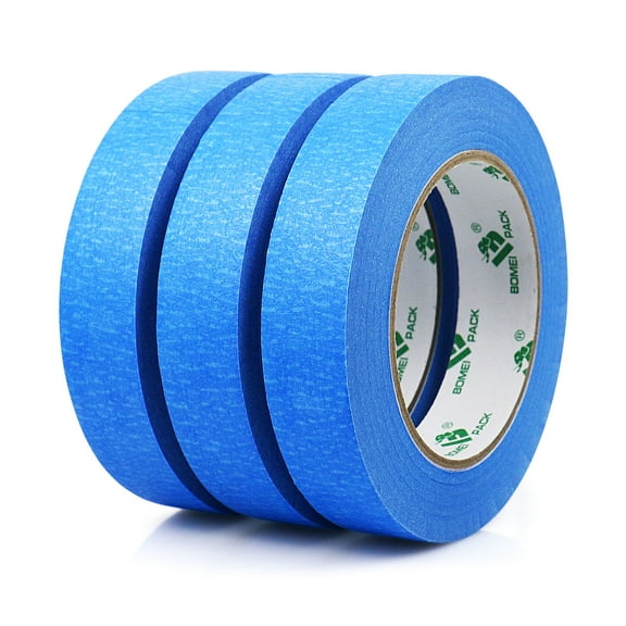 Blue Painters Tape 0.75 Inches x 55 Yards 3 Pack, Premium Crepe Paper Masking Tape for Painting, Crafts and DIY - Professional Grade Paint Tape, No Residue and Easy Removal