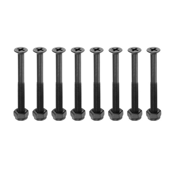 Skateboard Mounting Hardware 2" / 50mm, 8pcs Carbon Steel Skateboard Screws Flat Head, Black