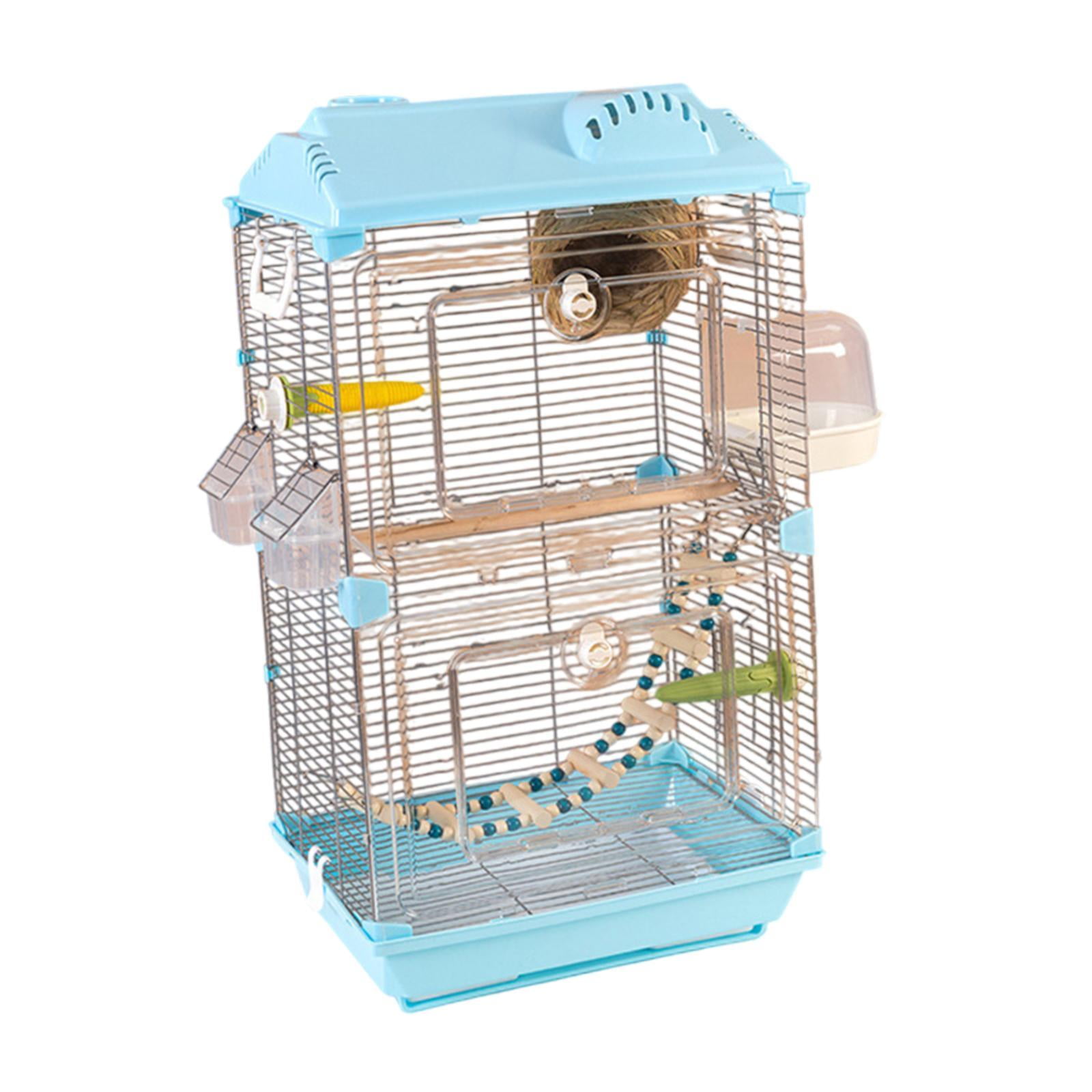 Serenable Bird Cage Birdcage Breathable Transparent Acrylic Home Decor with Stand Accessories Parrot Cage for Lovebirds Small Pet Birds blue