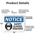 thumbnail image 2 of (2 Pack) Safety Glasses Required OSHA Notice Sign 14 Inch X 10 Inch Plastic Sign, Weather Resistant, UV Protected for Workplace, Business, and Construction Site, Made in the USA, 2 of 8