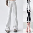 thumbnail image 5 of BUYISI Basic Simple Womens Flared Casual pants Fashion Straight Slim Wide-leg pants Black S, 5 of 6