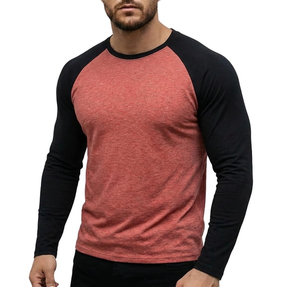 LIaqionyy Mens Tops Crew Neck Comfortable Long Sleeve Casual Loose Basic Tees Shirts Stretchy Pullover Shirt