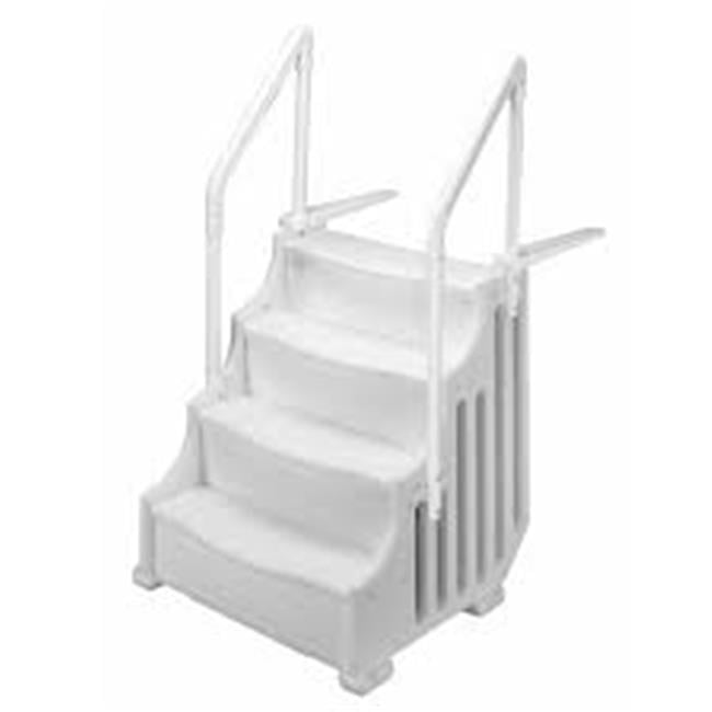 Blue Torrent Antigua Step Ladder with Handrails for Above Ground Pools,  White