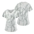 thumbnail image 2 of EHTMSAK Women Nursing Scrubs Tops Floral with Pocket Womens Clearance Scrub Tops Short Sleeve Working Uniform Blouse Shirt Light Gray 2X, 2 of 7