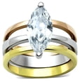thumbnail image 1 of Alamode TK964-6 Bague en Acier Inoxydable Trois Tons IP pour Femmes avec Grade AAA CZ en Transparent - Taille 6, 1 of 1