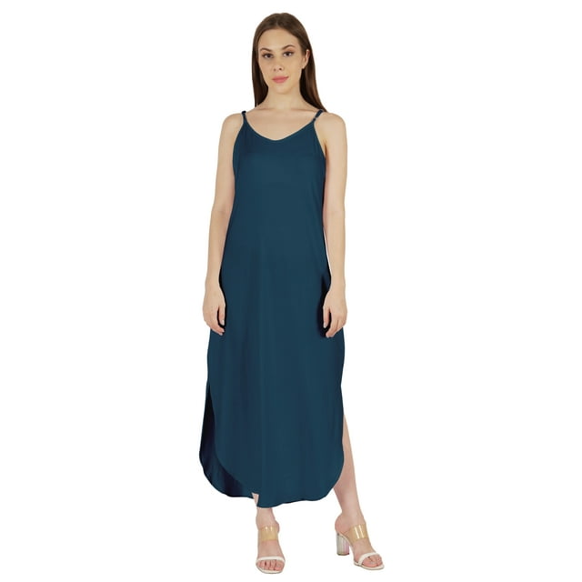 Inkmeso Robe d'Été Unie Aguichant pour Femmes à Bretelles Spaghetti Décontractée de Plage et de Villégiature Robe Maxi