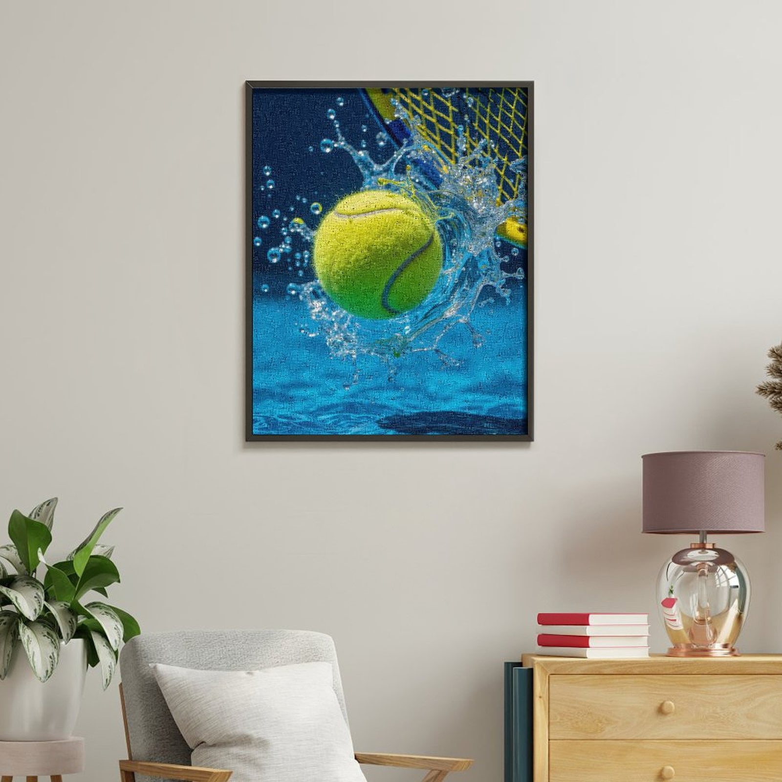 Paint by Numbers Kit for Adults, Tennis Ball Splash Action Motion Paint by Numbers, Easy Paint by Numbers Kit for Adults Beginner, DIY Adult Paint by Number Kits on Canvas, Home Decor