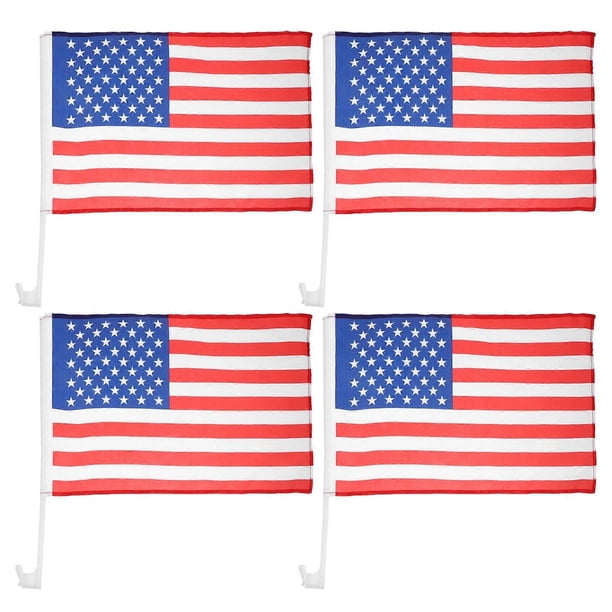 4pcs Car Flags For Windows American Flag For Car Window Flags For Vehicles Car Flag Window Clip Decorative National Flag