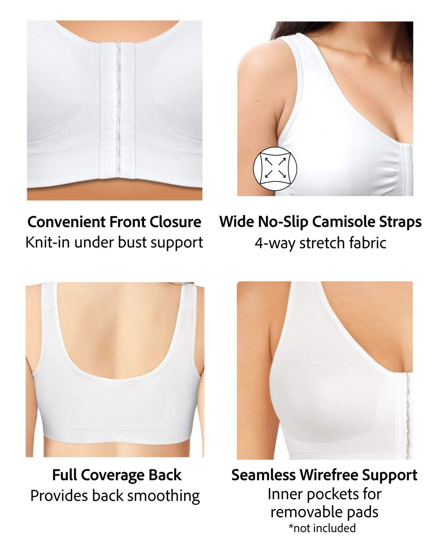 Exquisite Form 5101000 Fully® Seamless Wireless Full Coverage Bra with Front Closure