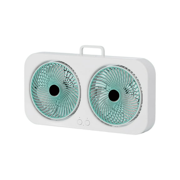 16" Twin Window Fan,Double Head Two-way Wall Mountables Desktop Portable Fan With Three Adjustable Wind Speeds High Wind Power Fan For Home Office Camping And Bedroom Use(Green)