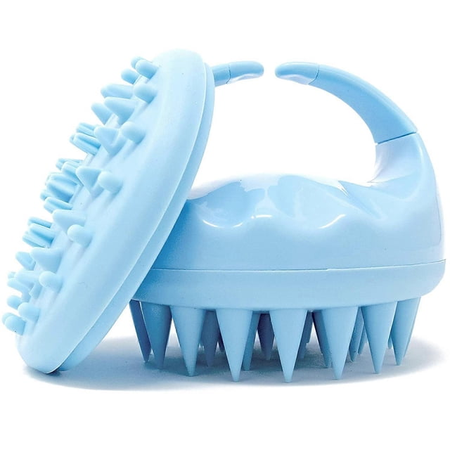 Masajeador capilar con cerdas de silicona suave para una exfoliación delicada y accesorio de cepillo para champú 2 en 1.