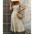 thumbnail image 2 of SWSMCLT Women's Autumn Dresses Billowy Dress Empire Waist Breathable Sundress Calf Length Comfy Casual Apricot Large, 2 of 5