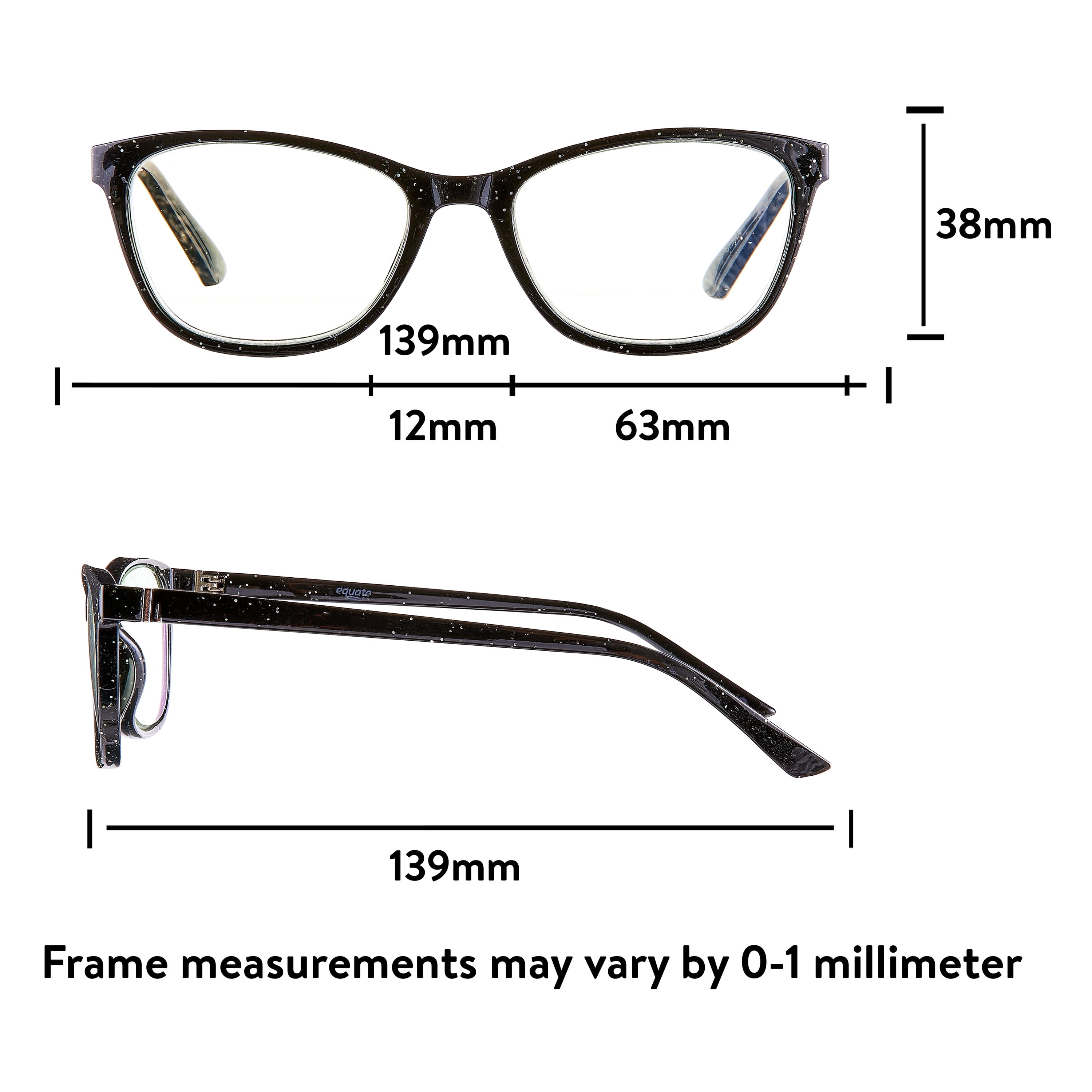 (2 pack) Equate Women's Kaia Bluelight Cateye Reading Glasses with Case, Black Speckled, +1.75